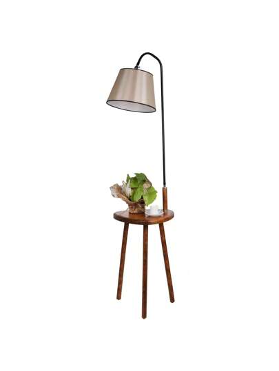 Well Home Vloer Lamp Beige Conical Shade Wood, Walnut, Victoria Collection, 30x30x160, 27 Socket Max 60 W. Free Shipping In 24/48h