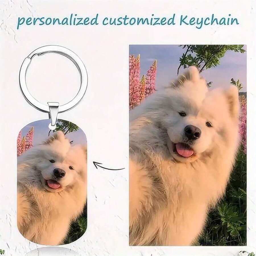 1 móc chìa khóa ảnh in và khắc hai mặt tùy chỉnh, cá nhân hóa bằng văn bản, gia đình, bạn bè, đồng nghiệp, thú cưng, quà tặng kỷ niệm - Bạc - Xem 1