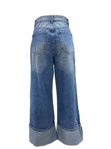 Crop Straight Leg Frayed Hem Jeans For Women