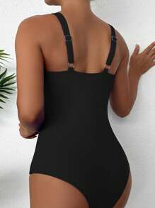 WD MODAS Swimsuit With Rose Brooch In Fabric – Sophistication And Delicacy For Summer XX292 - 黑色 - 查看 2