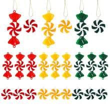 36 Peças Enfeites de Natal Pirulito de Doce, Decoração de Árvore de Natal, Espirais de Plástico Vermelho, Amarelo e Verde, Enfeites Pendentes de Árvore de Natal para Festa de Natal, Decoração Doméstica de Natal