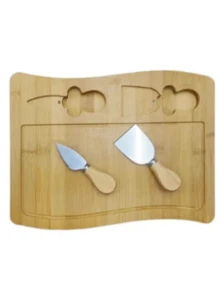 Cheese Board With 2 Accessories Cold Utensils Knife Spatula Parmesan Cheese - 米色 - 查看 2