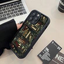 Funda de teléfono con estilo de libro vintage, artística y creativa, llena de conocimientos, adecuada para hombres y mujeres, compatible con la serie iPhone 16, 15, 15 Pro, 15 Pro Max, 14, 13, 12, 11, XS MAX, funda protectora para teléfono - estantería negra - Ver 7