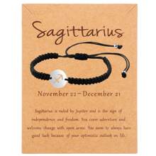 1 pieza Pulsera unisex con de los 12 signos del zodíaco, hecha a mano de acero inoxidable trenzado, de moda