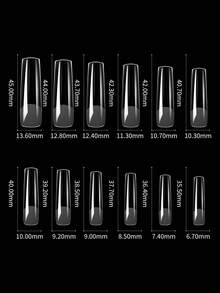 240 chiếc móng tay giả vuông dài XXL phủ toàn bộ và một nửa 2 trong 1 dạng lì nối nhanh bằng gel mềm dành cho phụ nữ và trẻ em gái làm móng tay ấn vào móng tay tự làm - Trong sáng - Xem 4