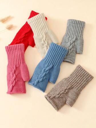 1 paire de gants complets et demi-doigts pour femmes, gants sans doigts moelleux et chauds pour la vie quotidienne, la conduite, les déplacements et le travail
