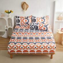 Queen Size Bed Linen Single Fitted Sheet With Elastic 01 Piece Various Floral And Geometric Prints - hình học - Xem 9