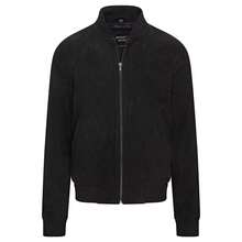 Mens Soft Goat Suede MA-1 Varsity Bomber Jacket  - Dalian - màu đen - Xem 1