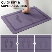速干浴室垫，超强吸水防滑浴室垫，浴室地垫，淋浴房垫 - 紫色 - 查看 7