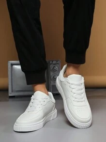 أحذية رياضية رجالية كاجوال جديدة، أحذية داخلية مريحة وقابلة للتنفس ومانعة للانزلاق ذات رقبة منخفضة باللون الأبيض، متعددة الاستخدامات للمراهقين في الأيام الصيفية الكاجوال، للرياضة الخارجية، رحلات العطلات، هدايا التخرج، اكسسوارات فساتين أعياد الميلاد، صالة الألعاب الرياضية. - أبيض - مشاهدة 10