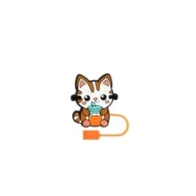 8 件可爱猫咪吸管盖适用于玻璃杯、吸管盖配件、可重复使用吸管头保护盖，适用于 10 毫米/0.4 英寸直径吸管 - 彩色 - 查看 5