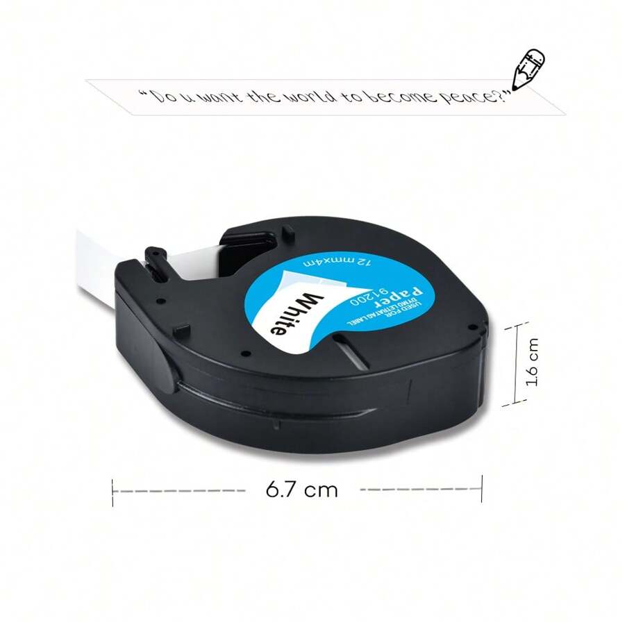 91200 Kompatibles Dymo Letratag Tape 12 Mm Schwarz Auf Wei Papierband 