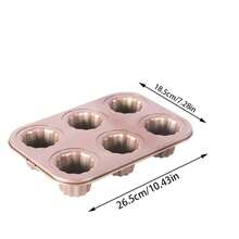 1 件 6 腔硅胶模具，家庭厨房烘焙甜点蛋糕巧克力布丁模具 - 玫瑰金 - 查看 7