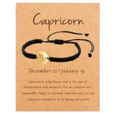 1 pieza Pulsera unisex con de los 12 signos del zodíaco, hecha a mano de acero inoxidable trenzado, de moda