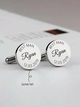 Set van 2 gepersonaliseerde manchetknopen in minimalistische stijl met letters, cadeau voor vrienden, geliefden, familie, vaders, leraren, broers, zilver, stijlvol, kleurrijk, vintage, eenvoudig, unisex, casual, schattig, op maat gemaakt, gepersonaliseerd, uniek, ideale cadeaus voor hem, ideale cadeaus voor haar, haar, vriend, vriendin, vader, moeder, familie, vrienden, voor jubilea, voor verjaardagen, voor afstuderen, voor gala, voor feest