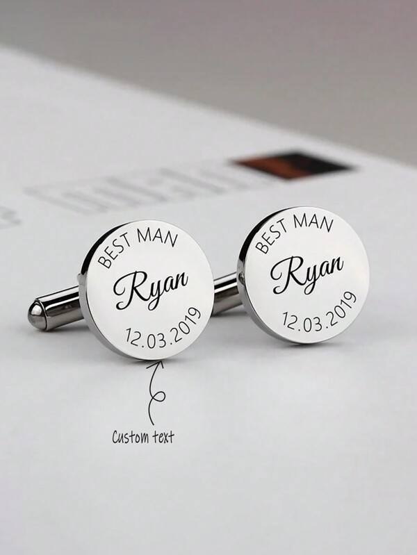 Set de 2 gemelos con diseño minimalista de letra personalizada como regalo para amigos, amantes, familia, padres, maestros, hermanos - en plata, con estilo, colorido, vintage, sencillo, unisex, casual, adorables, personalizado, único, idea de regalo ideal para él, idea de regalo ideal para ella, novio, novia, papá, mamá, familia, amigos, para aniversarios, para cumpleaños, para graduación, para bailes de graduación, para fiestas