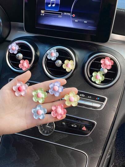 Car Air Outlet Aromatherapy Cute Cartoon Small Flowers Car Aromatherapy Air Conditioning Air Outlet Clip Air Conditioning Outlet Decoration Car Interior Decoration