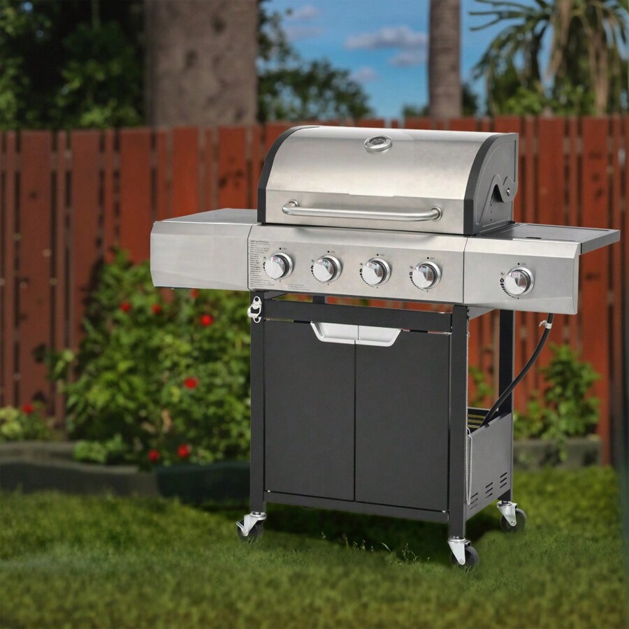 Propane Grill 4 Burner Barbecue Grill Stainless Steel Gas Grill With