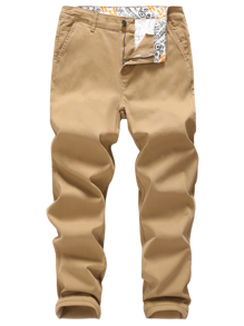 Men's Classic-Fit Straight Casual Fashion Stretch Cotton Chino Pants - 卡其色 - 查看 1