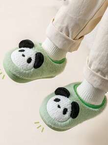 1 Cặp dép trẻ em đế mềm chống trượt ấm áp bằng vải nhung dành cho trẻ mới biết đi, bé trai, mùa thu/đông - màu xanh lá - Xem 4