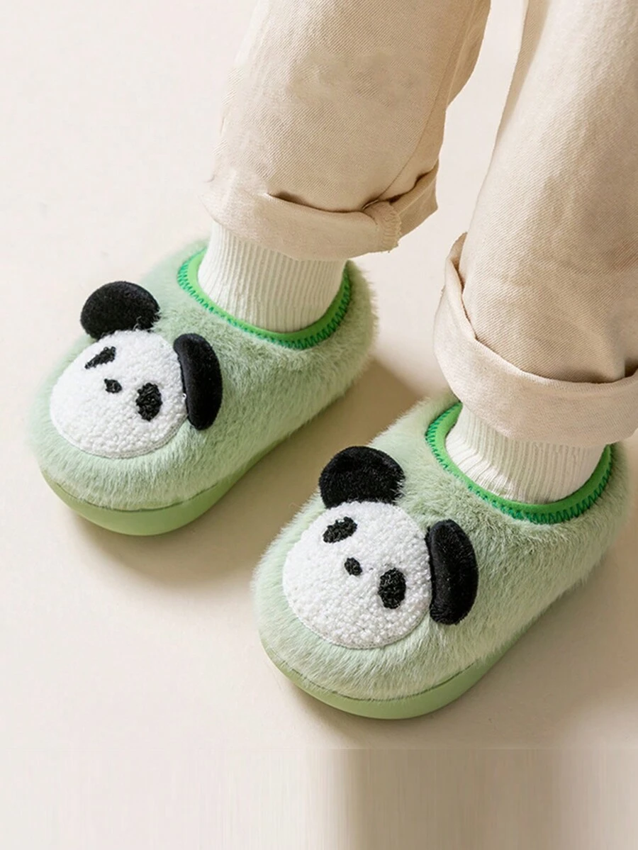 1 Cặp dép trẻ em đế mềm chống trượt ấm áp bằng vải nhung dành cho trẻ mới biết đi, bé trai, mùa thu/đông - màu xanh lá - Xem 1