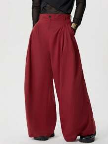 INCERUN Fashion Mens High Waist Zipper Pleated Holiday Casual Loose Wide Leg Trousers Bottoms Palazzo Culotte Long Pants