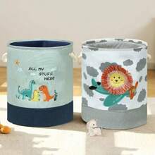 1 pièce Panier de rangement en tissu pour fournitures, Panier de rangement avec motif de dessin animé pour jouets, vêtements, panier à linge pour organisateur de maison