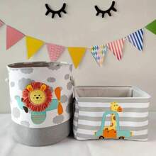 1 pièce Panier de rangement en tissu pour fournitures, Panier de rangement avec motif de dessin animé pour jouets, vêtements, panier à linge pour organisateur de maison