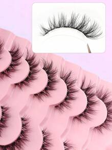 Asiteo 7 Pairs Natural Look False Eyelashes, 3D Fluffy Soft Faux Mink Lashes, Criss-Cross Natural Style, Reusable, Suitable For Makeup & Eyelash Extensions - Black - View 6