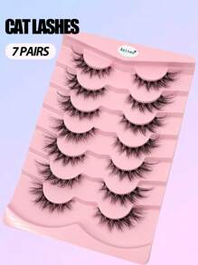Asiteo 7 Pairs Natural Look False Eyelashes, 3D Fluffy Soft Faux Mink Lashes, Criss-Cross Natural Style, Reusable, Suitable For Makeup & Eyelash Extensions - Black - View 2