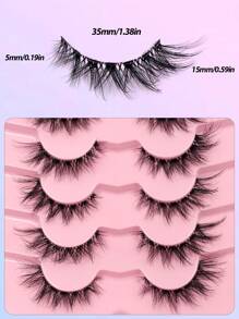 Asiteo 7 Pairs Natural Look False Eyelashes, 3D Fluffy Soft Faux Mink Lashes, Criss-Cross Natural Style, Reusable, Suitable For Makeup & Eyelash Extensions - Black - View 4