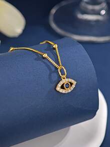 1 pieza Colgante de ojo de diablo oxidado de plata pura S925 con cadena de cuentas, joyería de moda minimalista y personalizada como regalo para mujeres