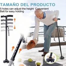 2Pza/1Pza Bastón Plegable Ajustable, Bastón Plegable con la luz Ajustables del LED, para el Viejo Hombre y Mujeres, Negro,aleación de aluminio - Negro - Ver 7