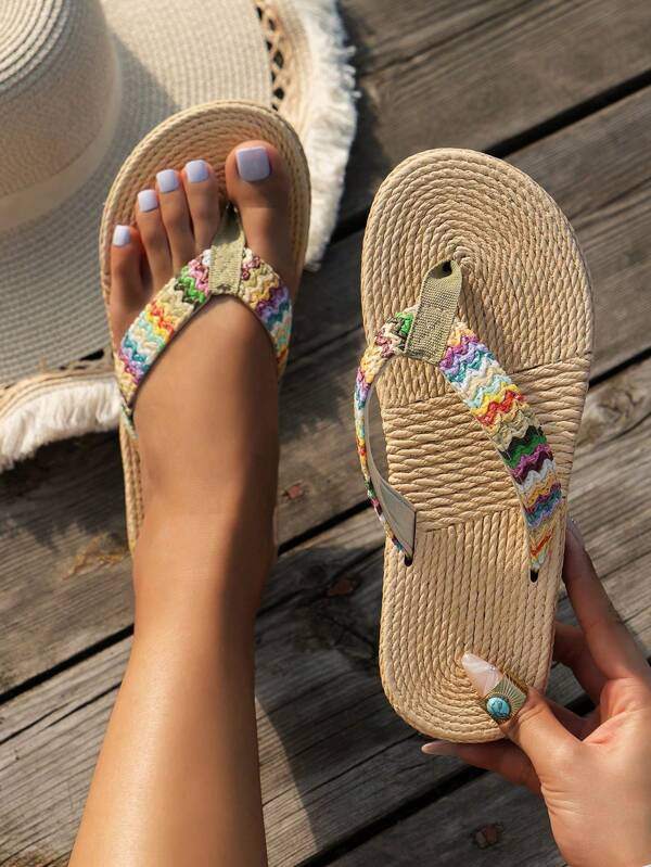 Zapatillas planas cruzadas para mujer, cómodas y de tela simple y elegante, pantuflas para interiores, chanclas para la playa para vacaciones o fiestas