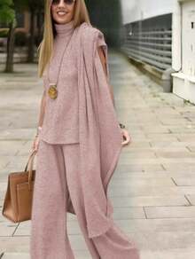 Set de tres piezas ensamble, pantalón y top - Rosa vieja - Ver 2