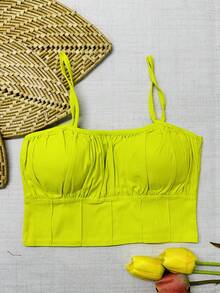 Cropped Bengaline With Padding/Women's Fashion - Màu xanh chanh - Xem 1