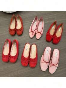2024 Red New Women Flat Shoes Fashion Shallow Slip On Ladies Elegant Ballerinas Shoes Soft Flat Heel Outdoor Casual Mary Jane S - 紅3 - 查看 2