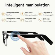 1set Smart Glasses Wireless Bluetooth Glasses With Speakers Semi-Rimless Frame Eyeglasses For Men Women Outdoor Driving Activities- Quick Charge,Music/Calling,Touch - Multicolor - View 2