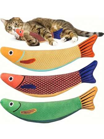 1 pezzo Giocattoli per gatti con catnip, pesce rosso 3D, giocattoli per cuccioli di gatto a forma di cuscino di pesce interattivi e sonori, giochi da masticare e mordere, accessori per gatti