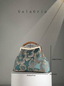 复古奢华女士手提包、派对手拿包链条单肩斜挎包、约会礼物 - 藍色 - 查看 3