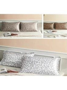 2pcs Leopard Print Pillowcase, Suitable For Hair And Skin, Envelope Closure Pillow Covers (Gold Leopard, Silver Leopard, Pink Leopard)