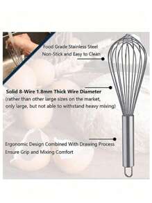 3pcs/1pc Stainless Steel Handheld Egg Beater, Egg Beater, Cream Whisk, Baking Tool, Milk Kitchen Tools