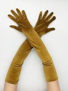 1 双 21 英寸长天鹅绒女士手套，弹性特殊场合 1920 年代歌剧服装手套，红色圣诞手套 - 純色 - 查看 16