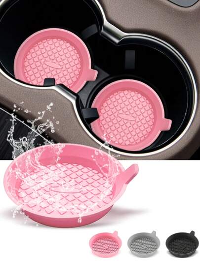 1pc/2PCS Car Cup Coaster, Bling Cup Holder Insert Coasters,Universal Auto Non-Slip Cup Holder Embedded In Ornaments Silicone Coaster, Car Interior Accessories Mat,8cm/3.1 Inch Soft Crystal Rhinestone Rubber Pad Set Round Auto Drink Coaster Car Interior Accessories