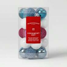 25ct Round Mini Christmas Tree Ornament Set - Wondershop™ - Màu xanh lam - Xem 3