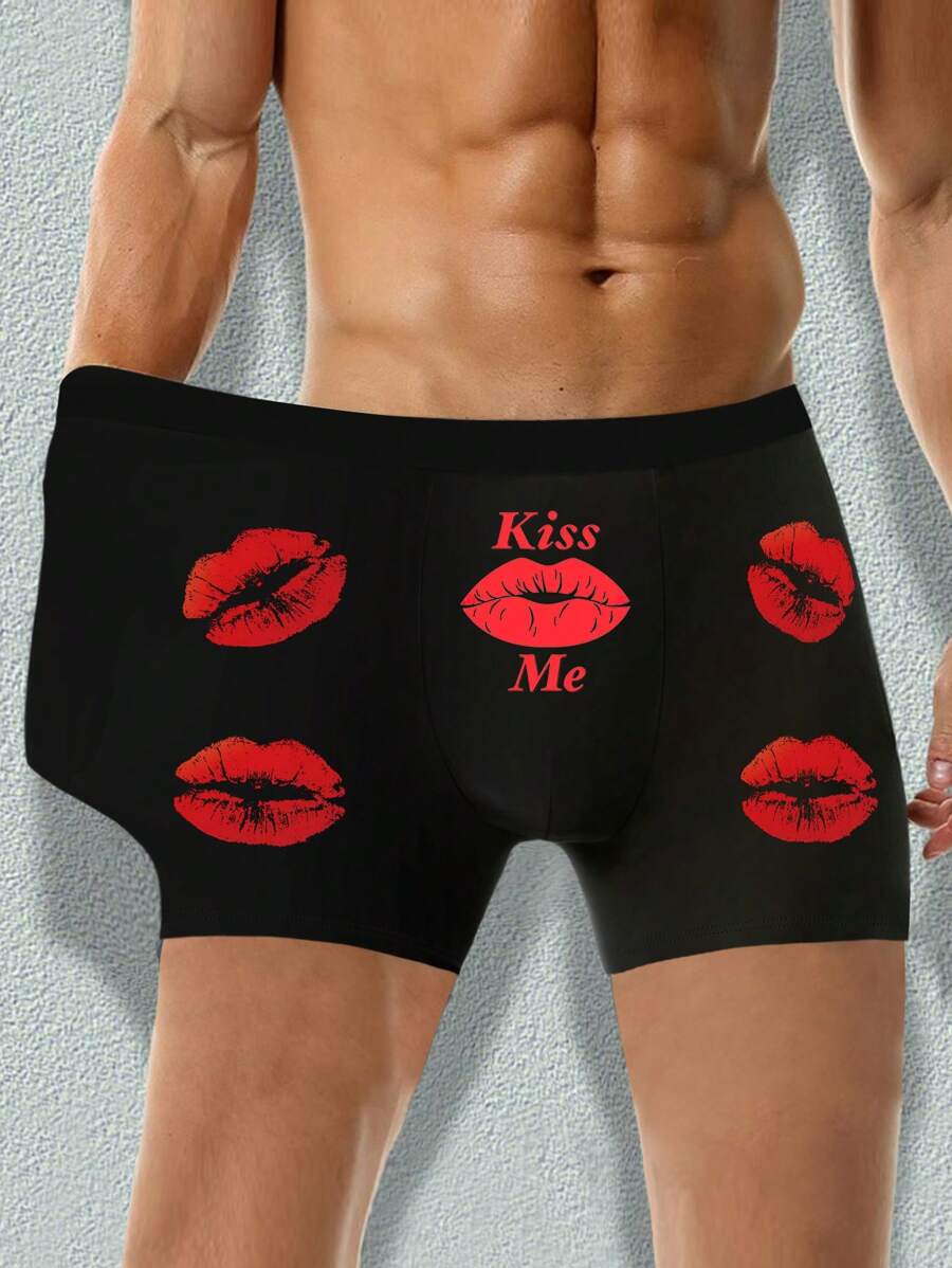 Men's Boxer Brief Hot Fun Playful Shaping Stretch Comfortable And Breathable Elastic Boxer Shorts Letter Printing Short Panty Underwear