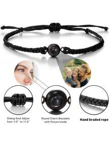 1pc Custom Photo Projection Bracelet, Stainless Steel Colorful Braided Couples Bracelet, Suitable For Men & Women, Couples, Family, Photo Memory, Personalized Gift For Holiday, Mother's Day, Father's Day For Her, Friends For Anniversaries, For Valentine's Day, For Mother's Day, For Birthdays Graduation Father's Day Weddings, For Daily Wear, For Party, For Prom,Customized Fashion Photo Bracelets,Look Glamour,Black,Silver,Gold,Stylish,Colorful,Vintage,Simple,Unisex,Casual,Cuties,Custom,Personalized,Unique,Ideal Gifts For Him,Ideal Gifts For Her,Her,Boyfriend,Girlfriend,Dad,Mom,Family,Friends,For Anniversaries,For Birthdays,For Graduation,For Prom,For Party