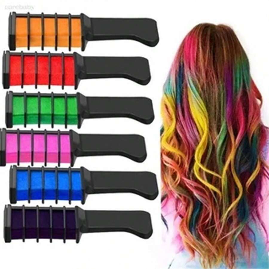 Kit 6 Colorful Hair Chalk Comb With 06 Temporary Colors For Creative Parties - nhiều màu - Xem 1