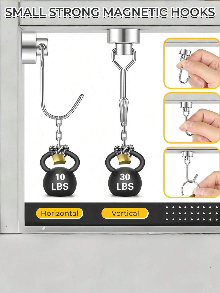 4 Pcs 25 Lbs Rotating Hooks, Suitable For Refrigerator, Heavy