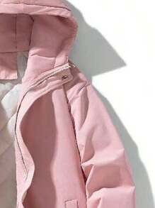 Loose Windproof Waterproof Hooded Jacket, Thick & Thermal Lined Outdoor Softshell For Women - Pink - View 3